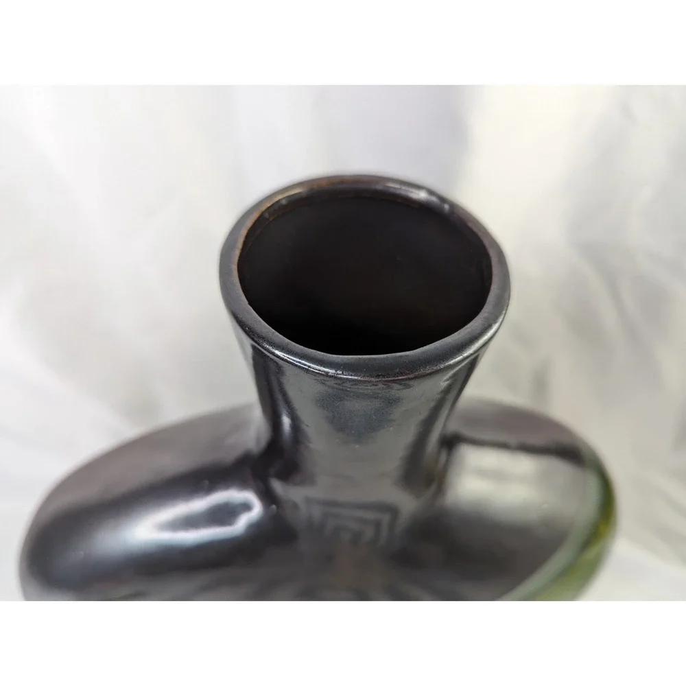 Pier 1 Green Black Large Vase 13.5 Inch Tall